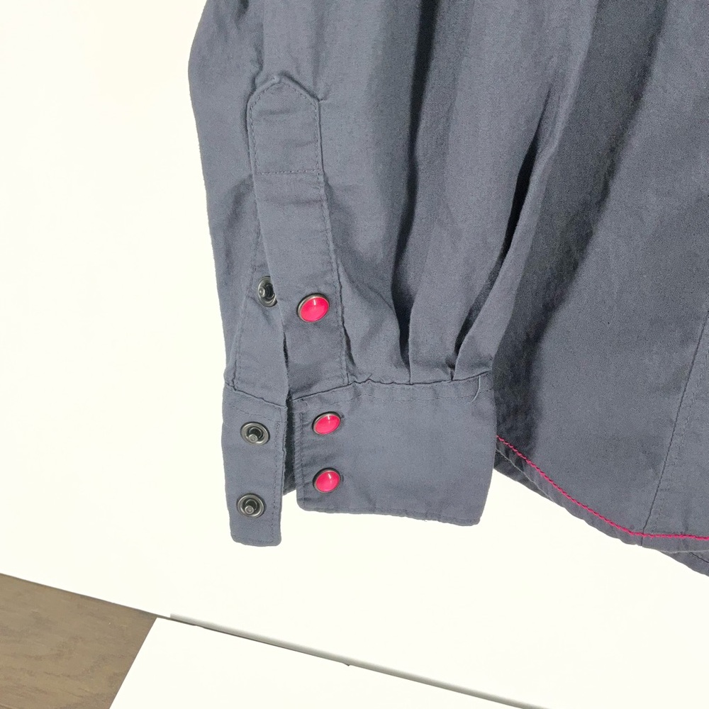 Cruel Women’s Western Gray w/ Pink Snap Button Long Sleeve Shirt | Size XL - Picture 4 of 12